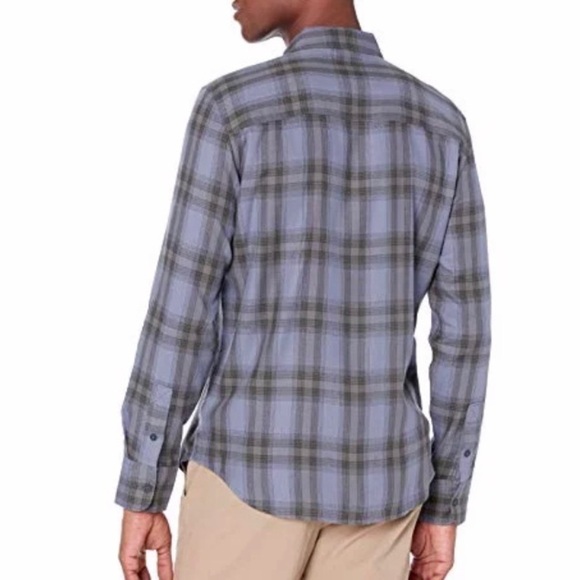 PAIGE Everett Flannel Shirt Men’s Size Med Windmill Blue Plaid Button Front - Picture 2 of 11